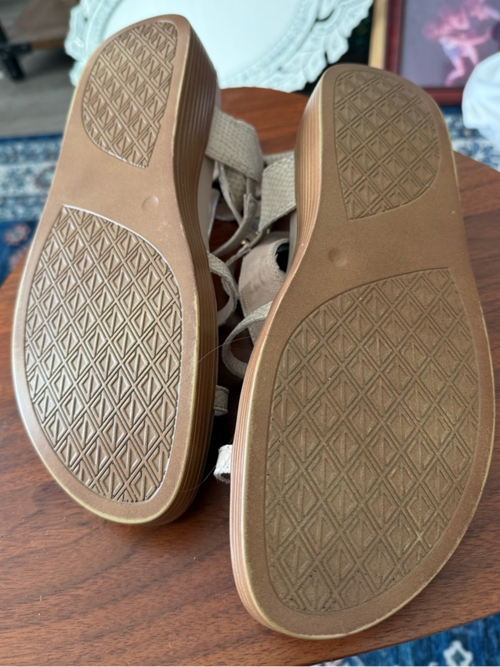 Donald J. Pliner Taupe Textured Strappy Gladiator Sandals - Picture 3 of 5